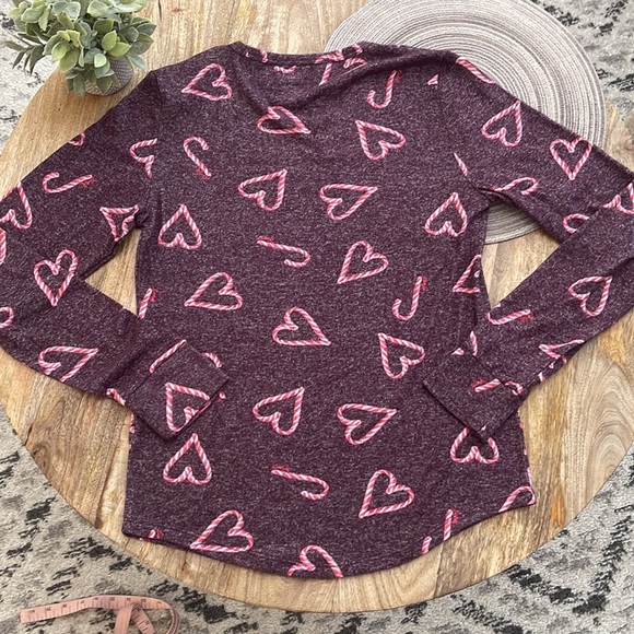 PINK Holiday heart candy cane long sleeve - Picture 5 of 5
